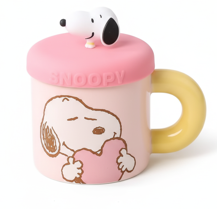 taza snoopy rosada 