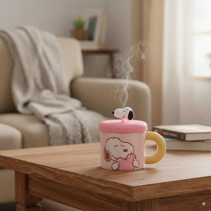 taza snoopy rosada 